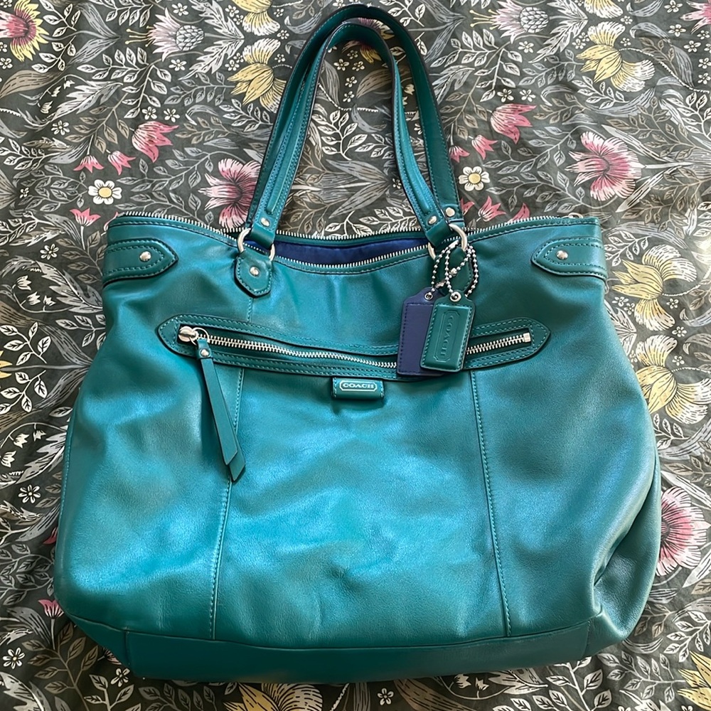 Large teal Coach bag